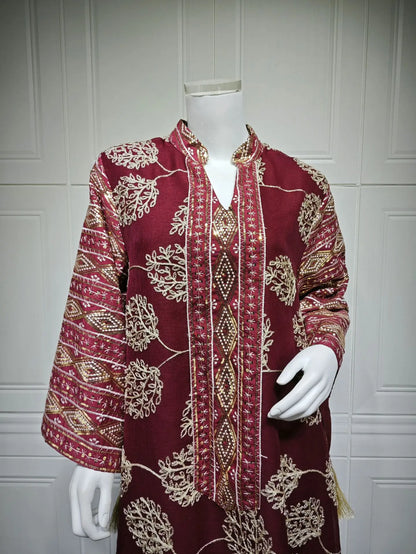 Red Islamic with Gold Detailing Ideal Abayas