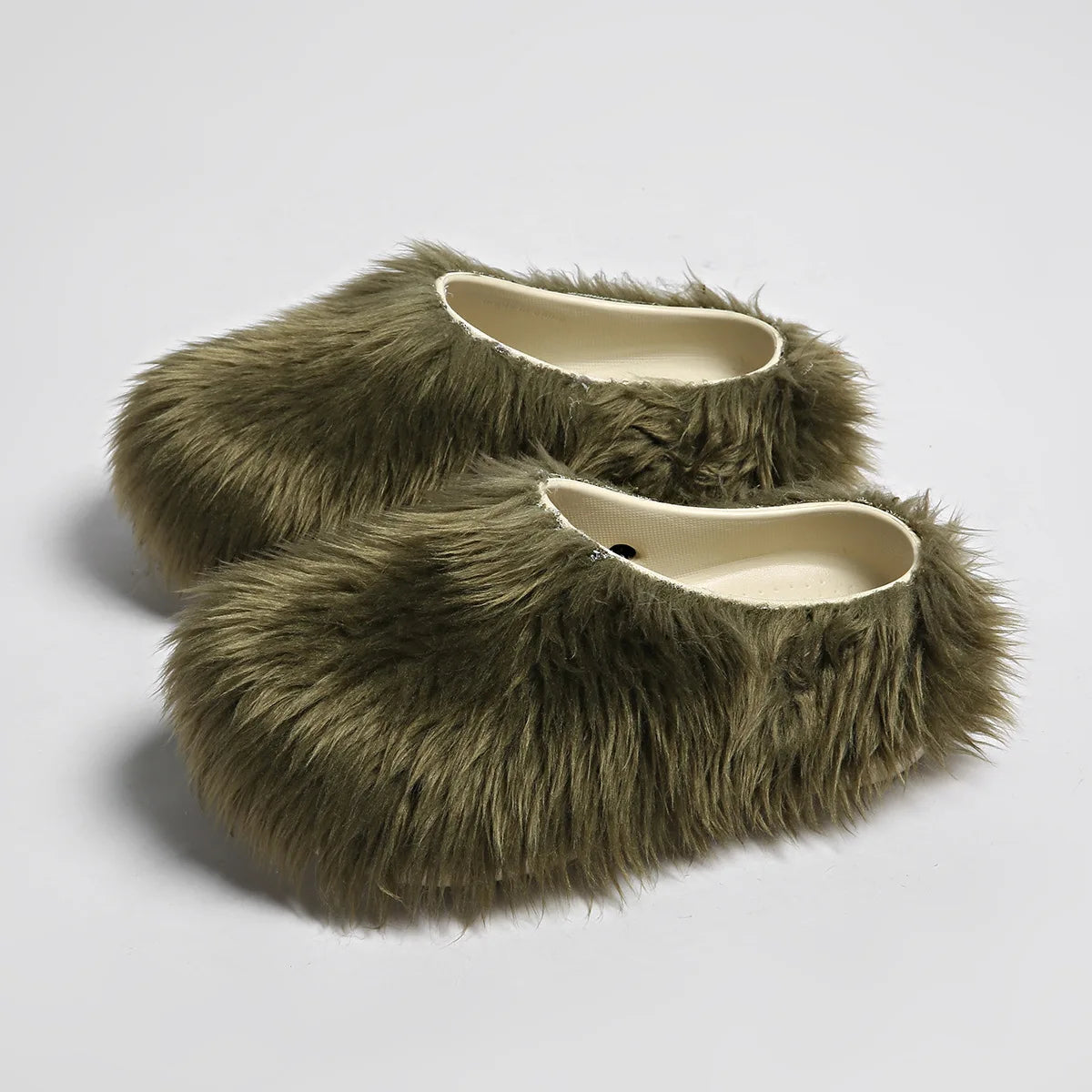 Faux Fur Platform Thick Sole Slippers