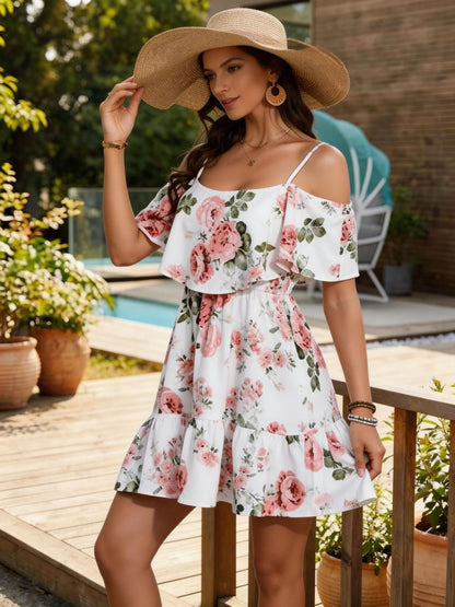European Style Floral Print Dress