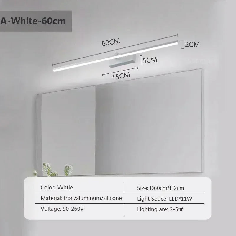 LED Wall Lamp Mirror Decor Lighting 60/80/100cm Long Strip Light