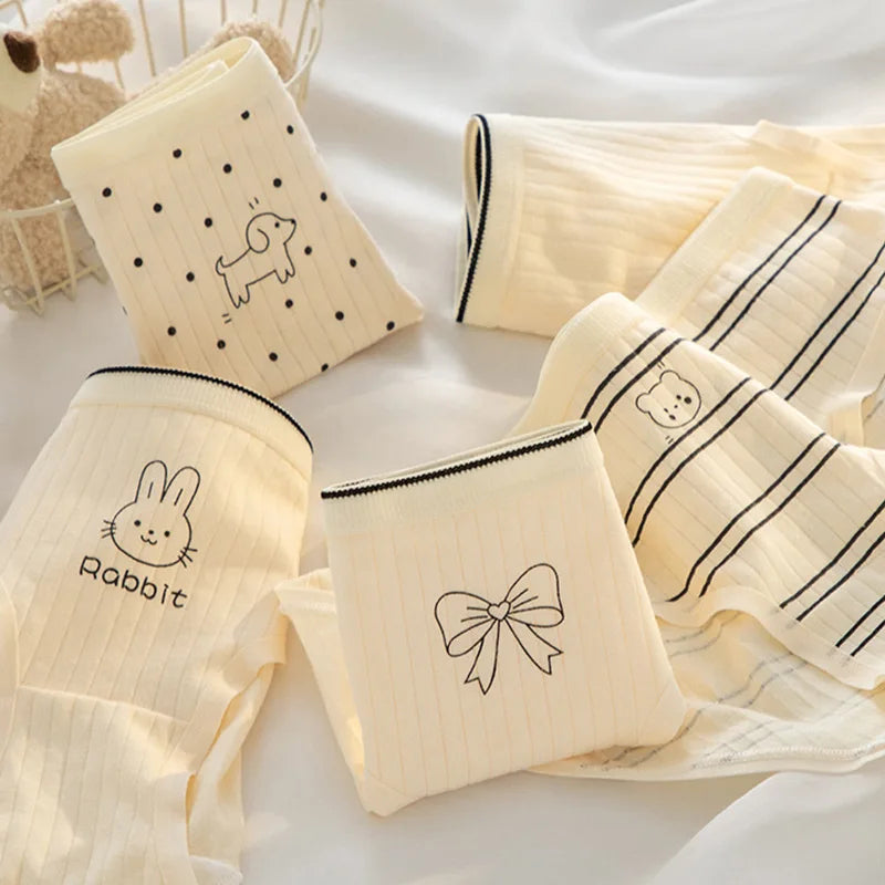 5Pcs/Lot Cotton Sexy Mid-Rise Lingerie