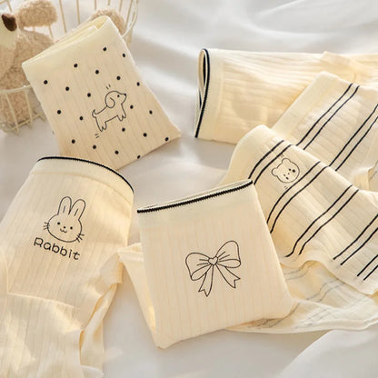 5Pcs/Lot Cotton Sexy Mid-Rise Lingerie