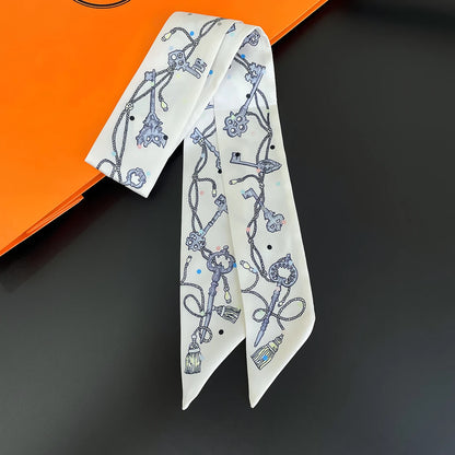 Zebra In Flowers Scarf Luxury Silk Scarf Hair Headband Foulard Skinny Scarves