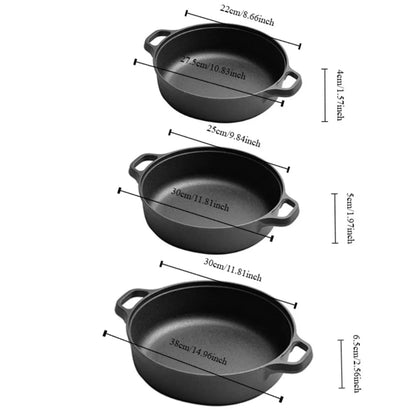 Cookware Non-Stick Cast Iron Skillet Flat Bottomed Double Handle Frying Pan