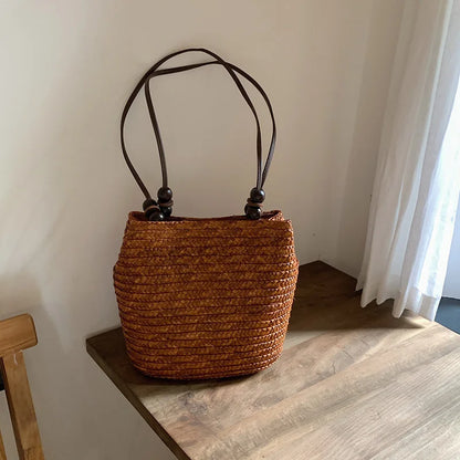 Casual Straw Woven Shoulder Wicker Handmade Beach Bag
