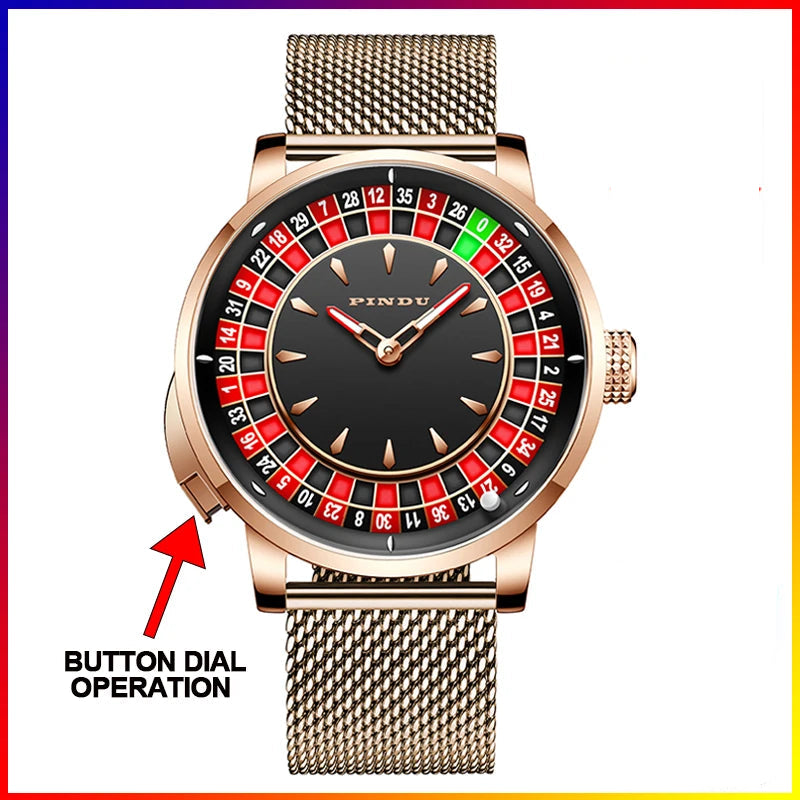 Russian Roulette Game 46MM Mechanical Sapphire Mirror Diamond Dial Watch
