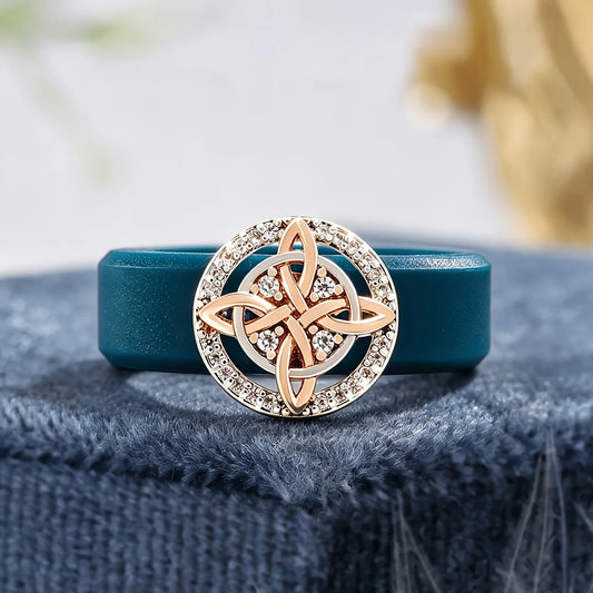Unique Dark Blue Witch Celtic Knot Shiny CZ  Irish Rings