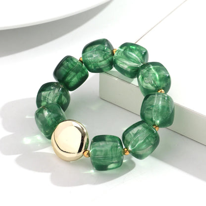 Colorful Acrylic Square Beads Elastic Bracelets