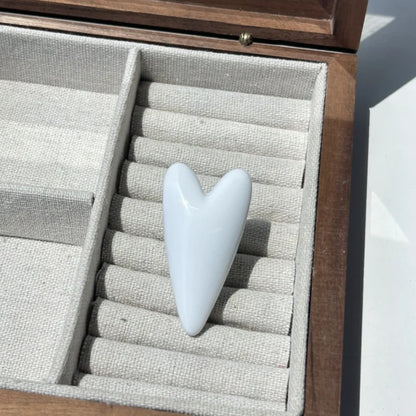 Vintage Oversized Glossy Resin Heart Sophisticated Elegant Rings