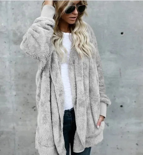 Double Fleece Long Sleeve Oversized Jacket