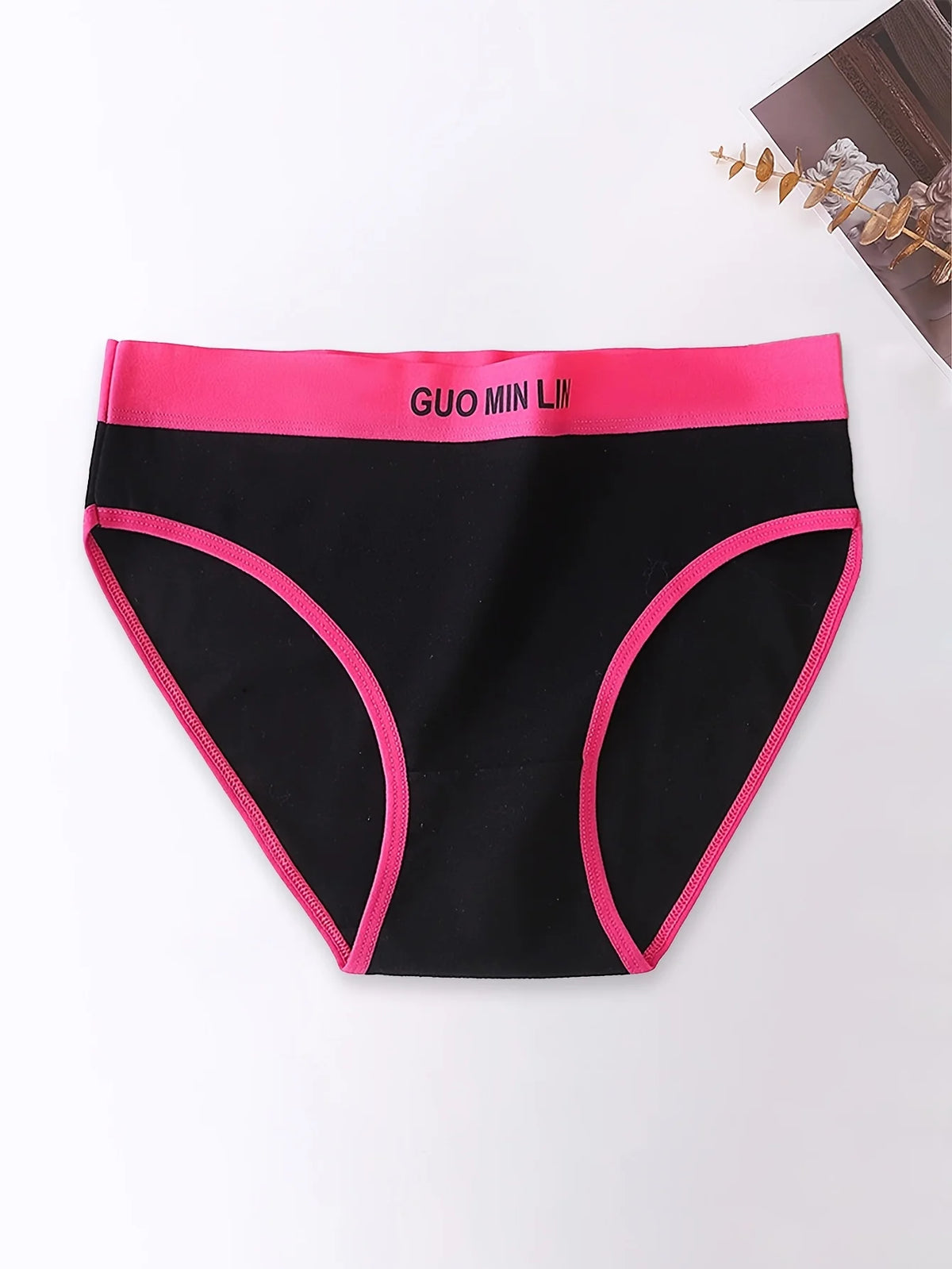 5PCS Simple Letter Cotton Mid-waist Traceless Triangle Panties