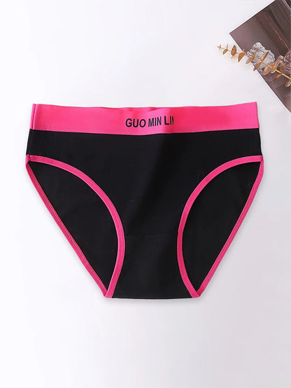 5PCS Simple Letter Cotton Mid-waist Traceless Triangle Panties
