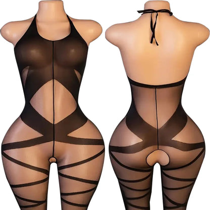 Black Erotic Crotchless Babydoll Sexy Lingerie