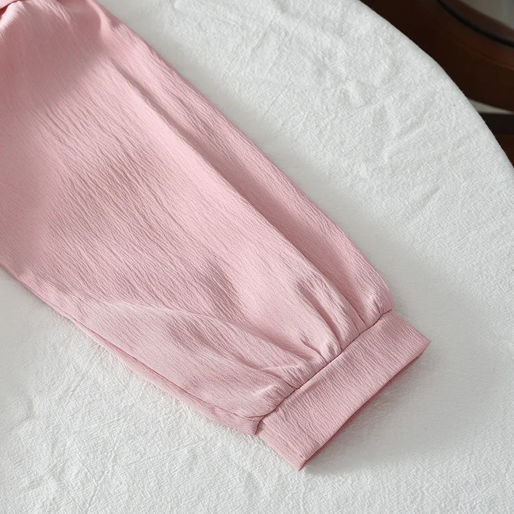 Spring Autumn Sweet Bow Decoration Long Sleeve Loose Casual Dress