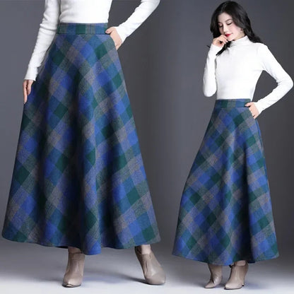 Thickened Woolen Plaid Mini Skirt