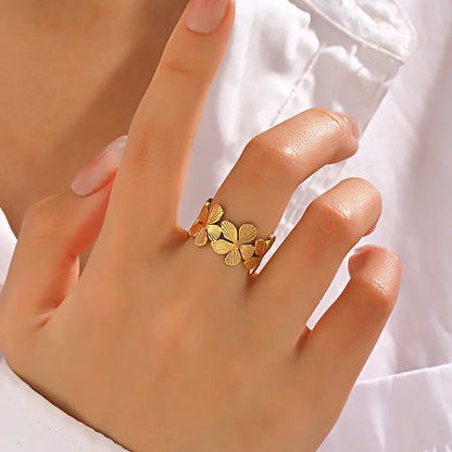 DANA 18k Gold Flower Adjustable Rings
