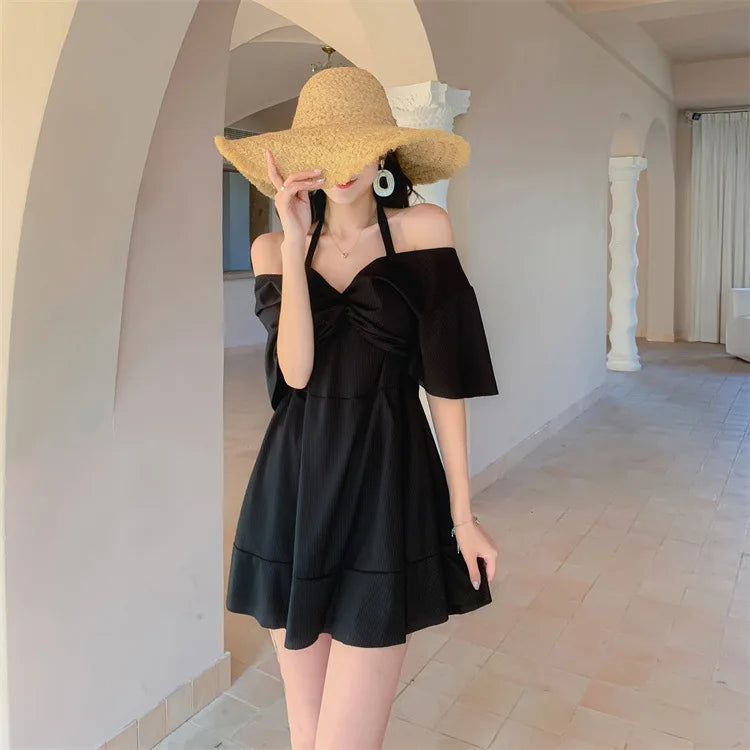 Split swimsuit plus size loose belly covering slimming Dress