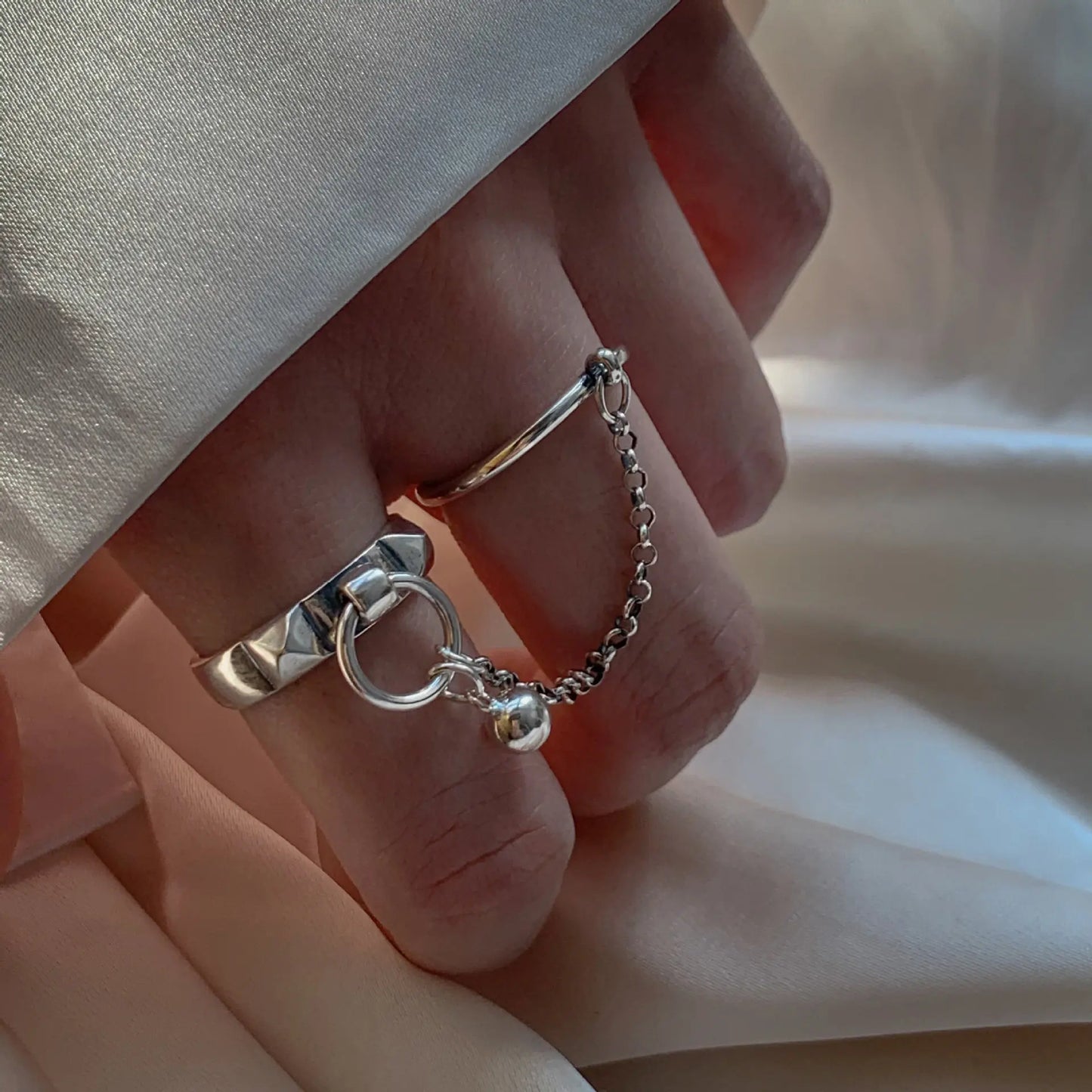 925 Sterling Silver Geometry Crystal Ring