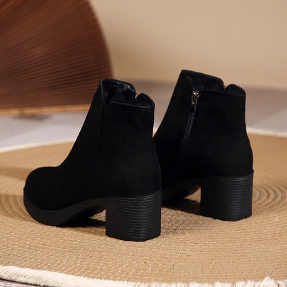 High-heeled ankle elegant round toe warm winter boots