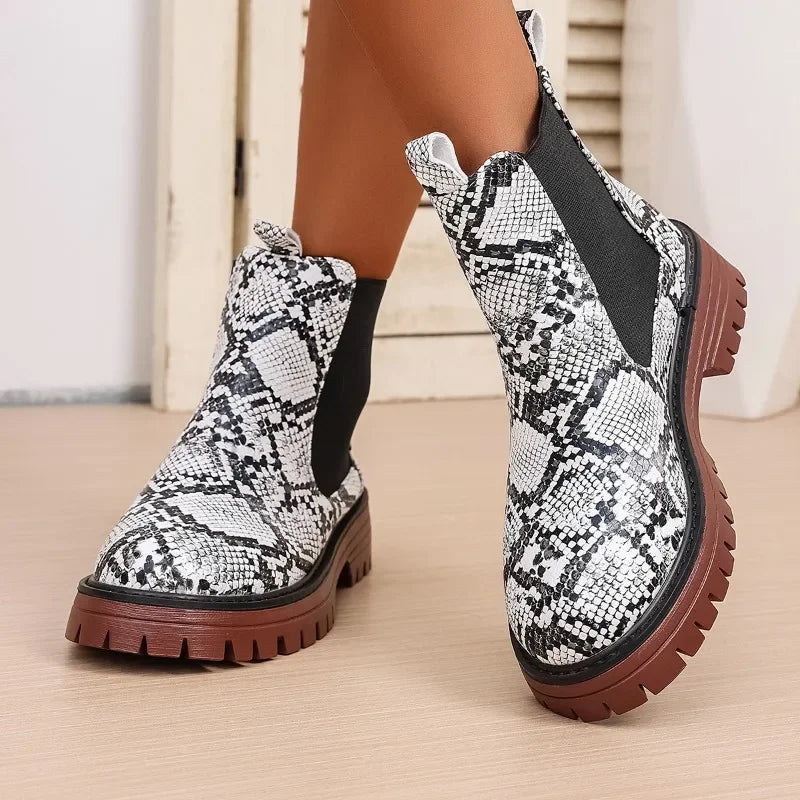 Snake Print Chimney Boots