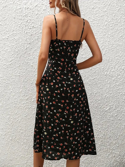 Floral Print Spaghetti Straps Boho Dress