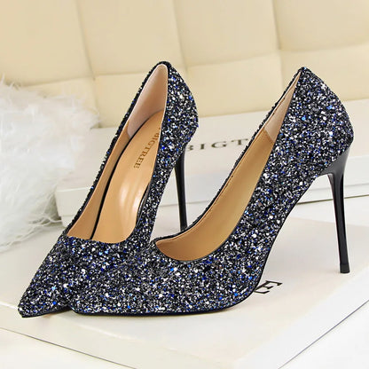High Heels Pumps Glitter Gold Silver Shoes