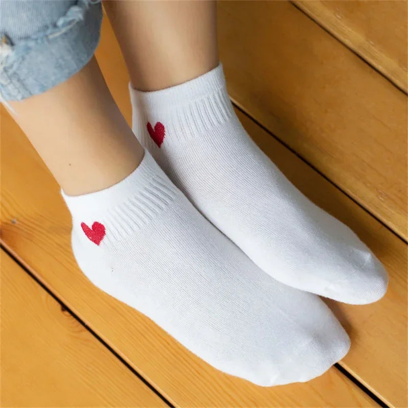 5 pares de preciosos calcetines de algodón con corazones
