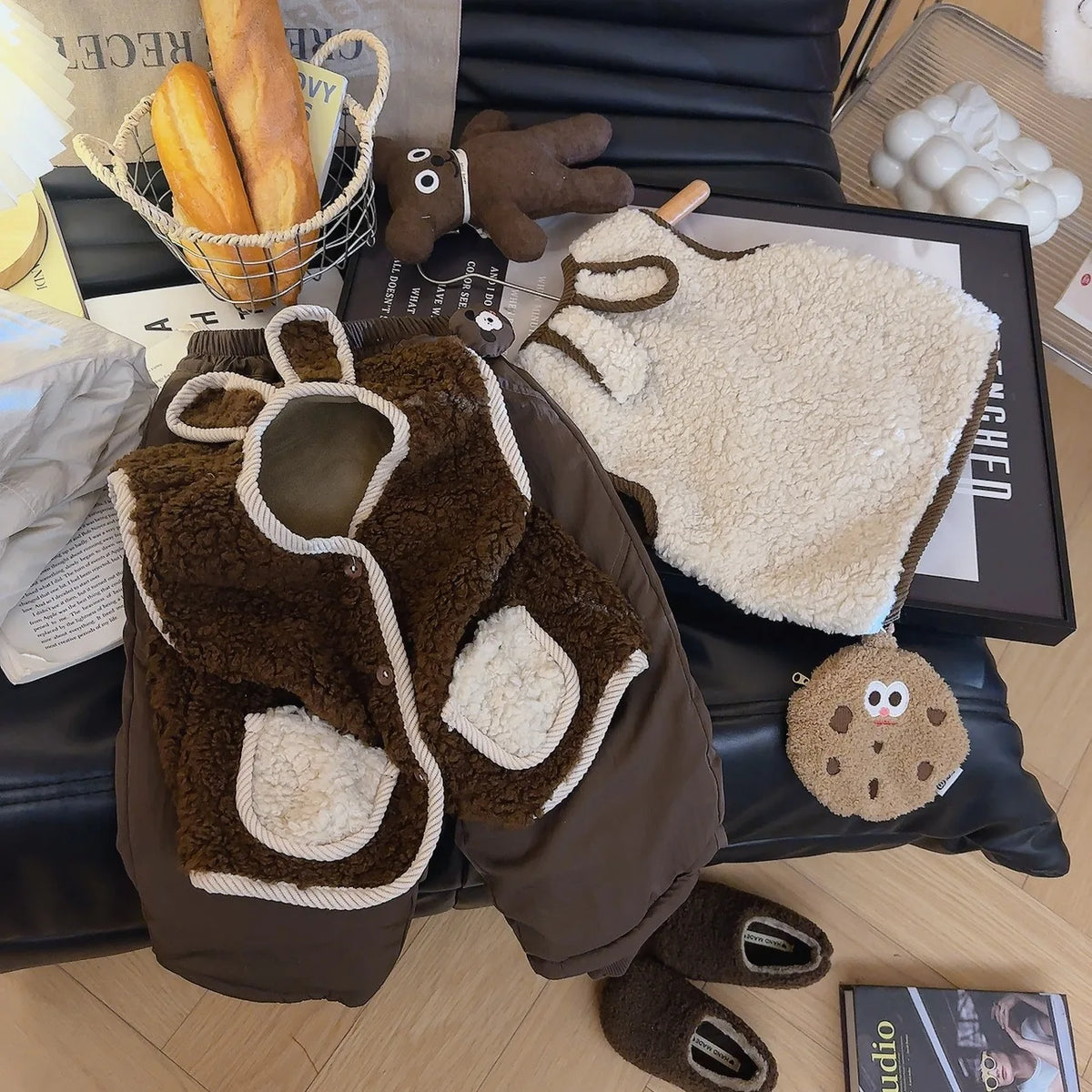 Autumn Winter Baby Lamb Wool Warm Waistcoat Girls Bunny Ears Plush Vest