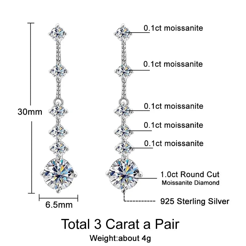 DANA 3ct a Pair Diamond Long Tassel Earring