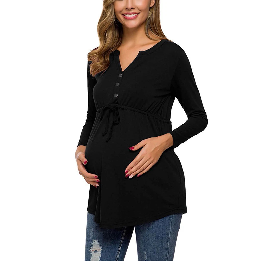 Maternity Long Sleeve T-shirt For Breastfeeding