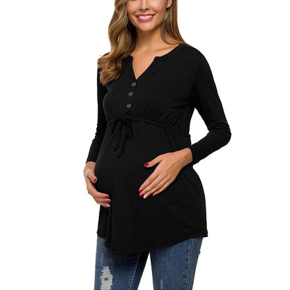 Maternity Long Sleeve T-shirt For Breastfeeding