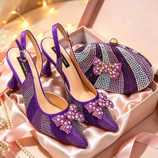 African Pointy Toe Thin Heels Streamline Texture Style High Heels Set