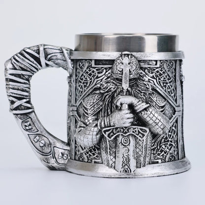Viking Stainless Steel Nordic Barrel Dragon Boat Beer Mug