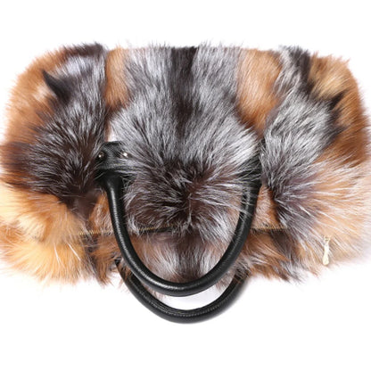 Real Fox Fur Large Size Plush Crossbody Luxury Handbags Fluffy Tote Bag
