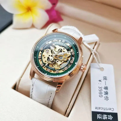 Aogulas Genuine Hollow-Out Diamond-Encrusted Fully Automatic Mechanical Watch