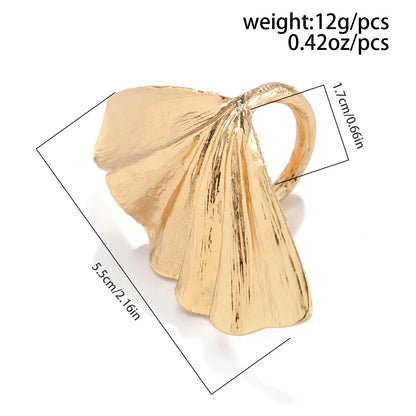 خاتم أوراق الجنكة - خاتم معدني كلاسيكي