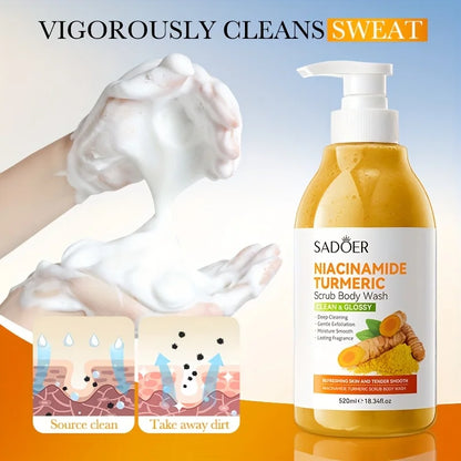 Gel de ducha exfoliante de cúrcuma para todo tipo de pieles.