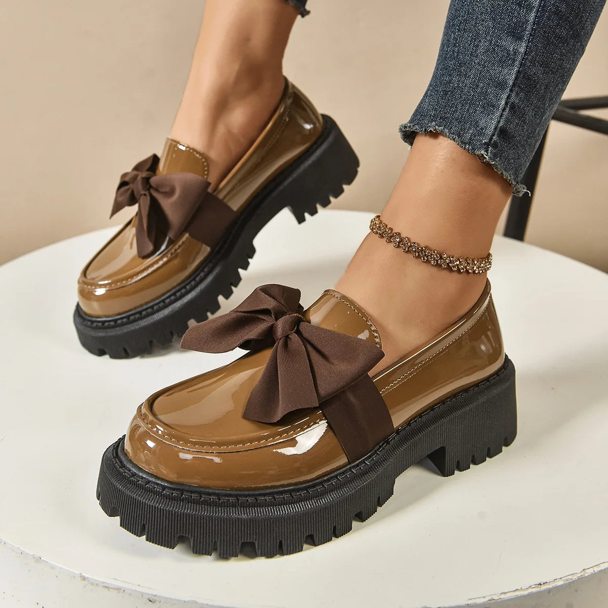 Plus Size Loafers British Style Platform Shoes