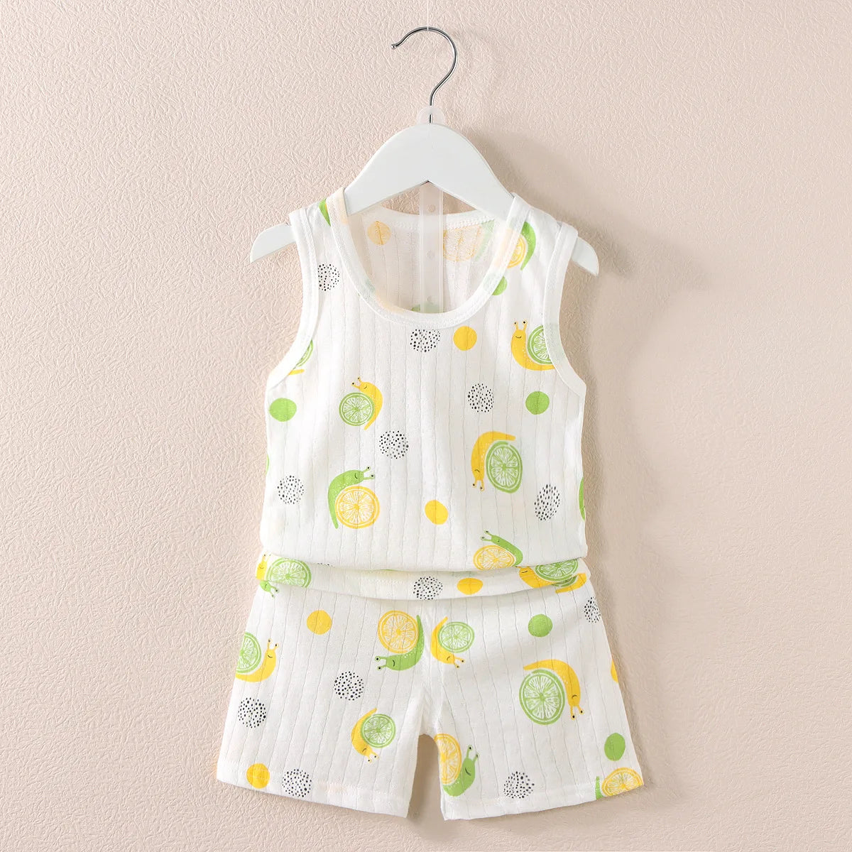 Cartoon Thin Style Sleeveless Baby Pajamas Set