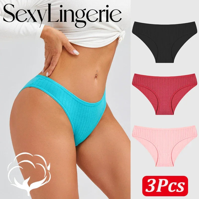 Seamless Cotton Sexy Low Rise Stripes Lingerie