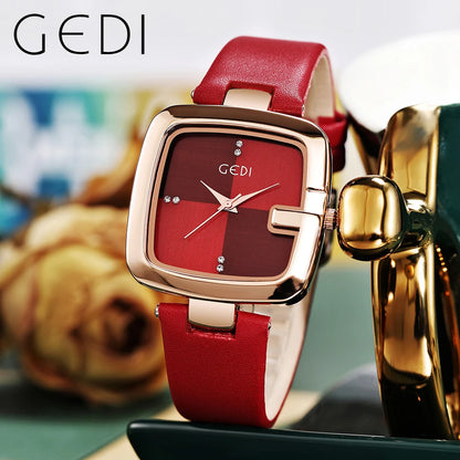 Square Minimalist Waterproof Quartz Leather Casual Wrist Watches