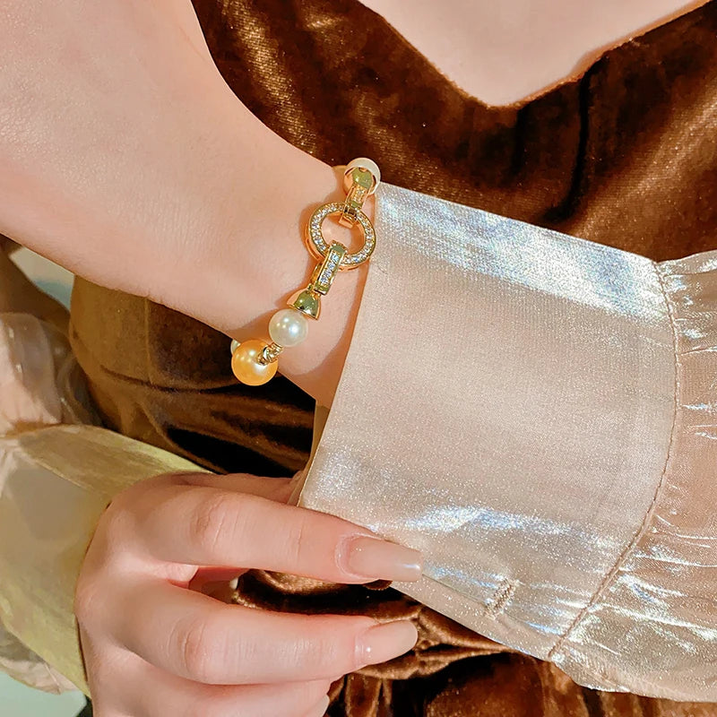 Elegant Imitation Pearl French Gray Pearls Bangles Light Round Beaded Bracelets