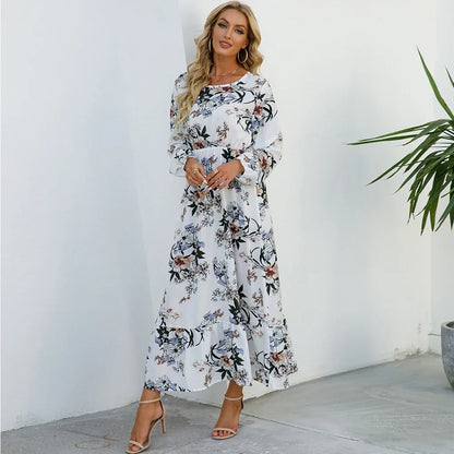 Maxi Bohemian Full Sleeve High Waist Chiffon Long Dress