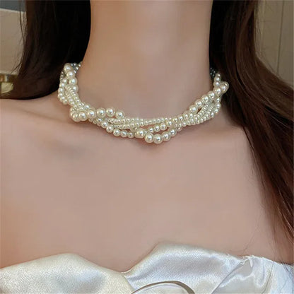 Vintage Hyperbole Bead Pearls Necklace Jewelry