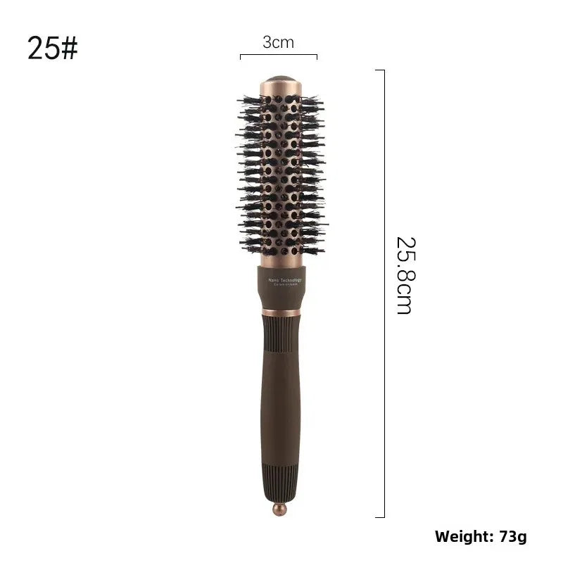 Ceramic Round Barrel Hair Curling Brush Anti Static Round Rolling Brush