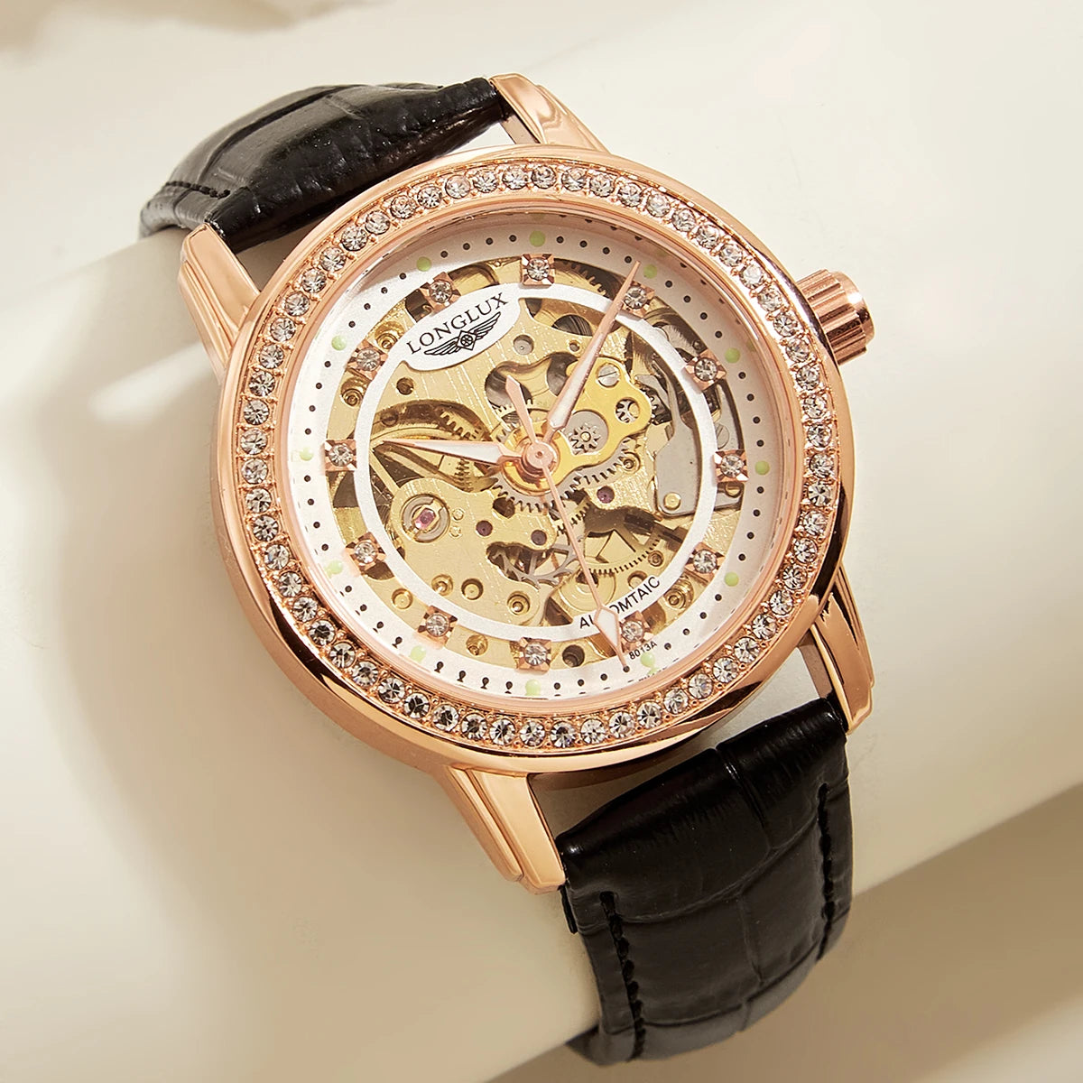 Automatic Diamond Skeleton Cute Mechanical Leather Watches