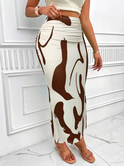 Long High Waist Zebra Slim Fit Fishtail Skirt
