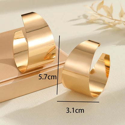 Chic Huggie Hollow Gold Hoop Luxury Wide Circle Punk Earrings