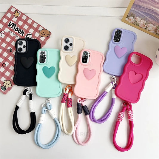Love Heart Wavy Silicone Case On For Xiaomi Redmi Note