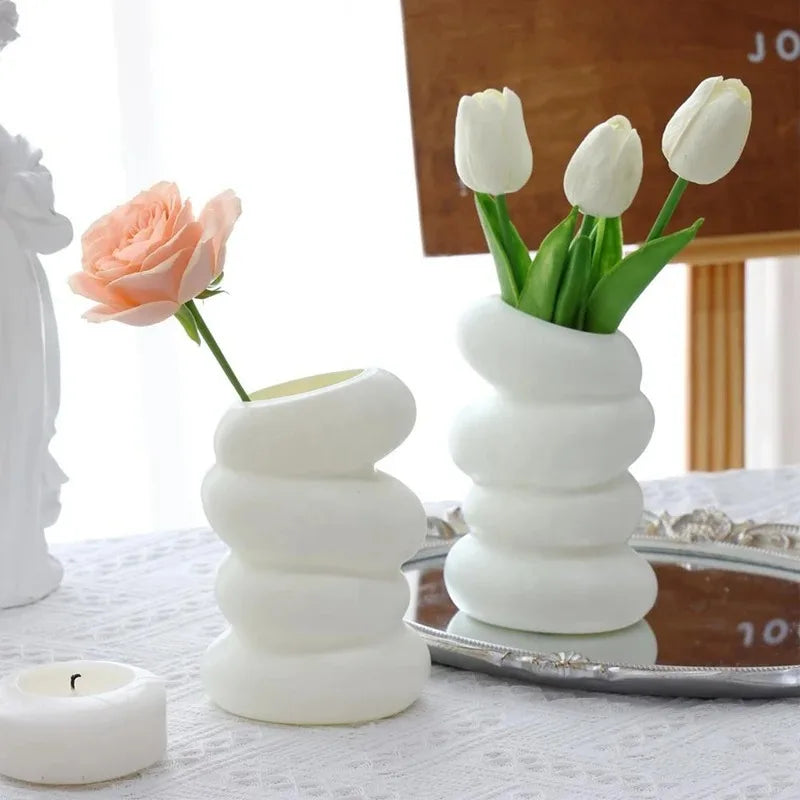 1PC Plastic Spiral White Vase Nordic Creative Flower